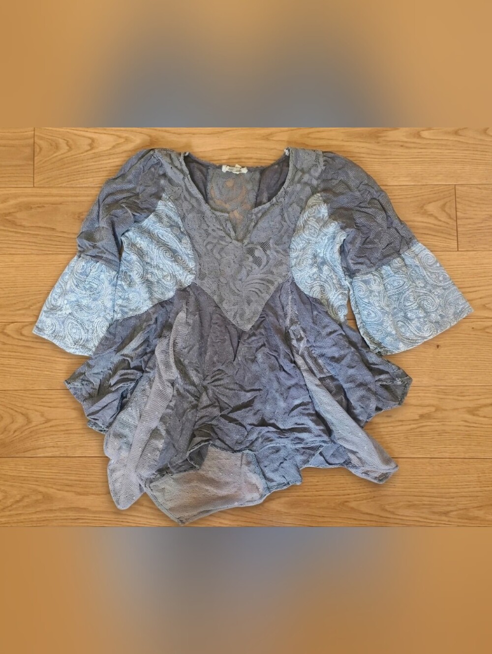 Gimmicks by BKE Boho Mixed-Media Tunic Top - Size Small (Whimsigoth / Y2K)